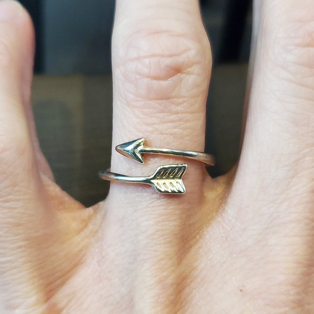 Size 8 925 Sterling Silver Cute Arrow Wrap Ring